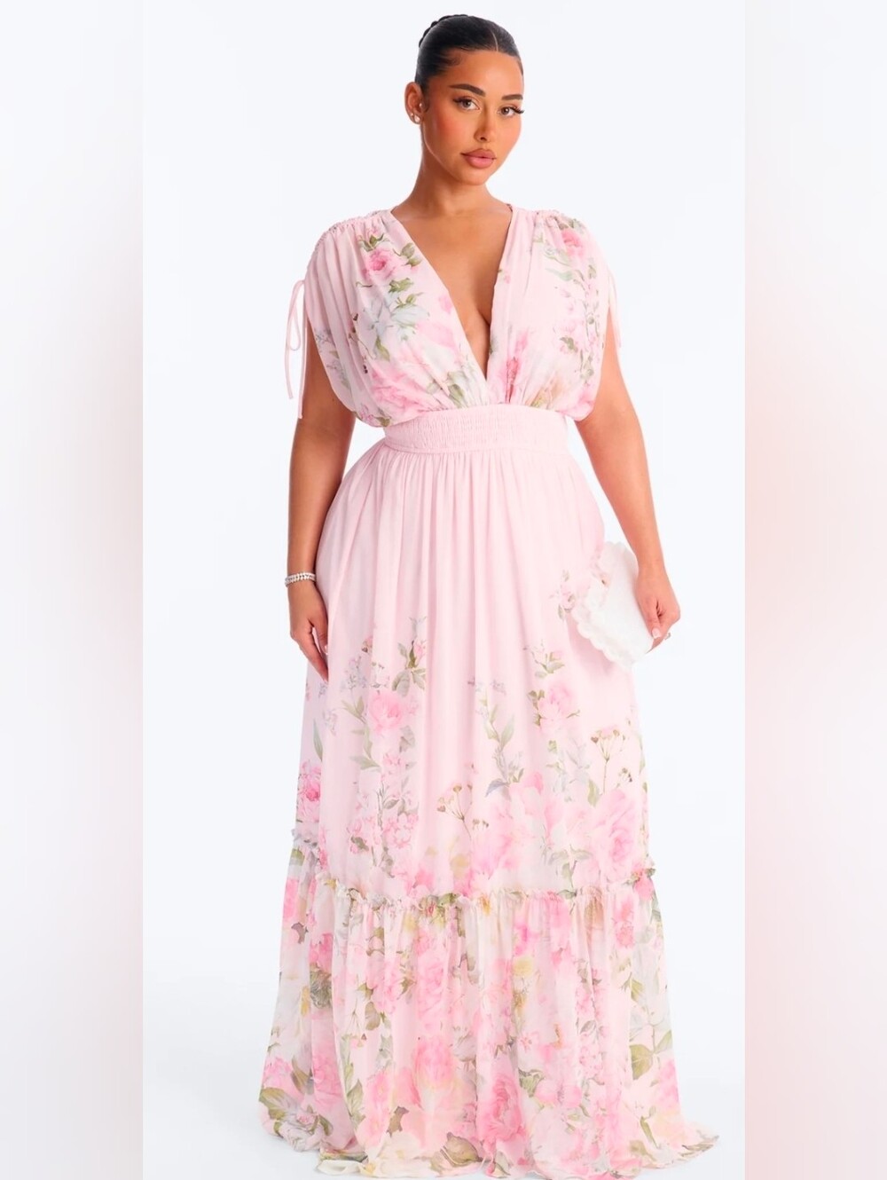 Fashion Nova Peachy Keen Chiffon Maxi Dress New Size M